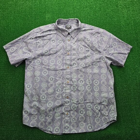 Billabong Shirt Mens XL Gray Button Up Short Sleeve Dots Summer Casual Outdoor - Picture 1 of 8